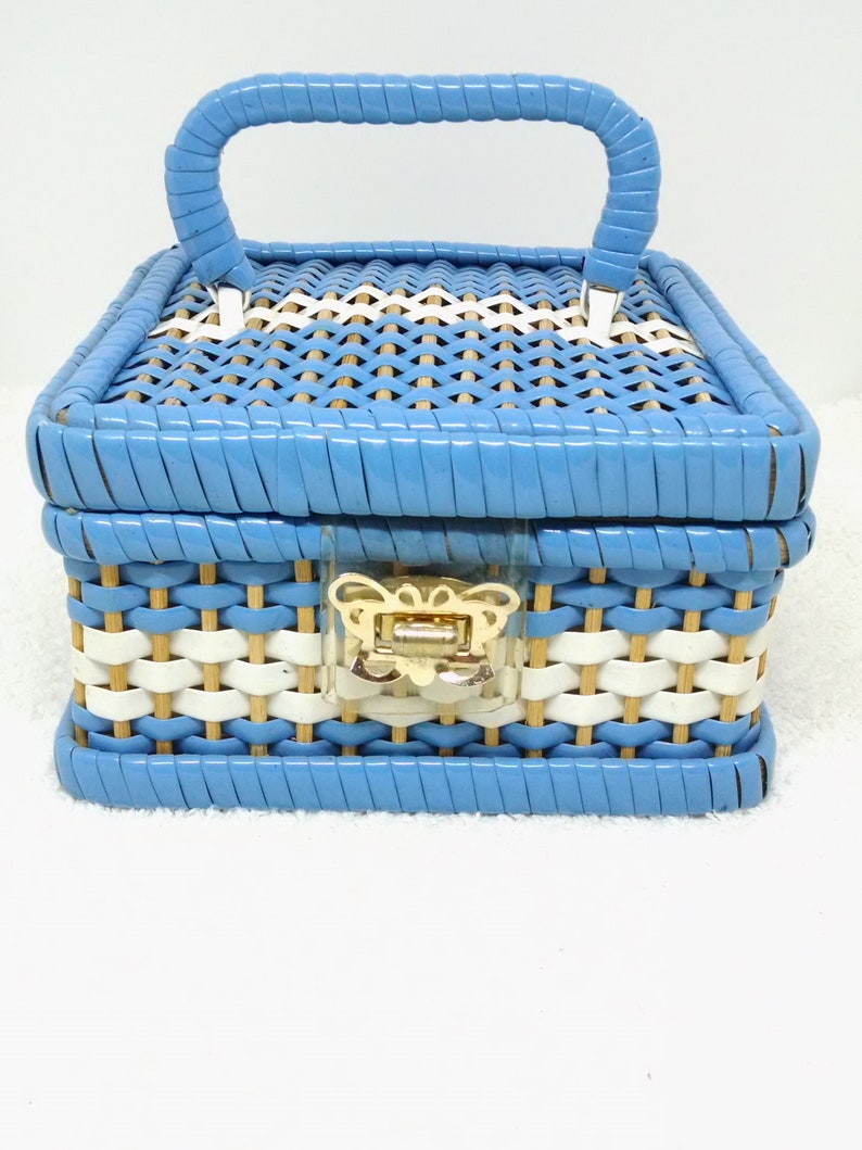 Vintage Woven Plastic Sewing Box With Butterfly Closure Etsy