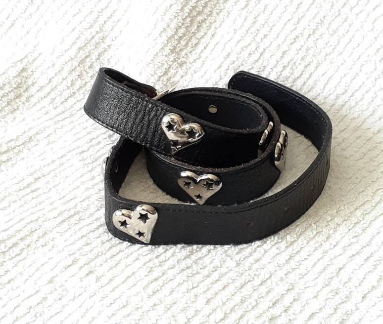 Betsey Johnson Belt Genuine Leather Hearts Metal Studs - Etsy