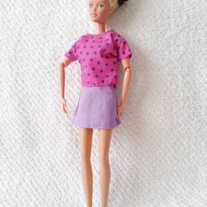 Barbie Skirts Crop Top Pink Purple Vintage 12 inch Doll Clothing image 5