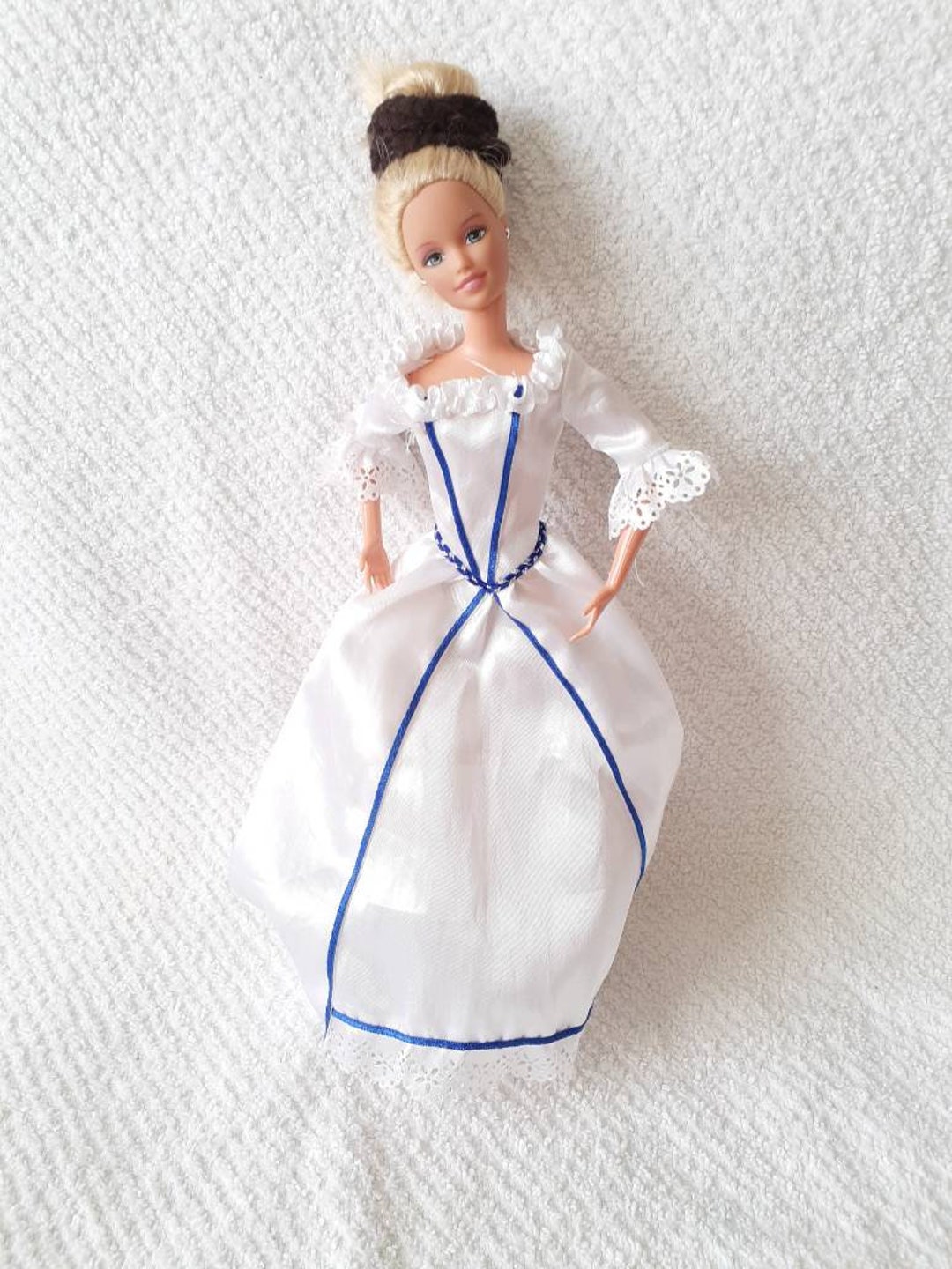 Barbie Princess White Blue Dress With Eyelet Lace Sleeves - Etsy