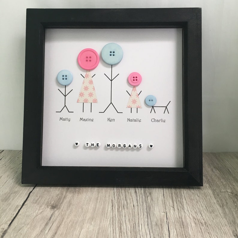 Button family frame // Family button art // Personalised image 0