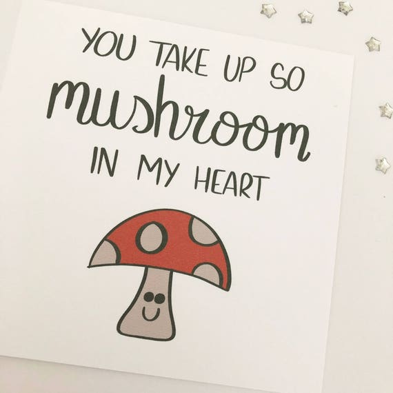 Funny Valentine card Pun card Valentine's card Mushroom | Etsy