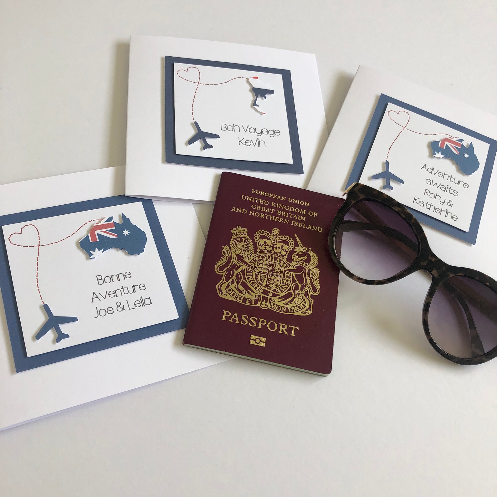 personalised bon voyage cards