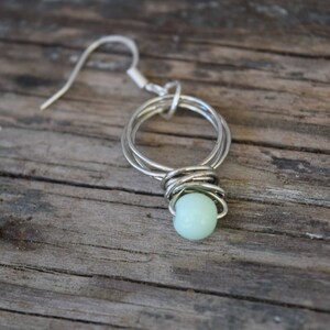 Seafoam Green Earrings - wire wrapped earrings, hippie earrings, rustic, hippie, bohemian, gypsy, witchy