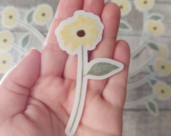Yellow Daisy Sticker - Clear Background Sticker - Flower Sticker - Watercolor Flower Sticker - Transparent Vinyl Laptop Decal - Waterproof
