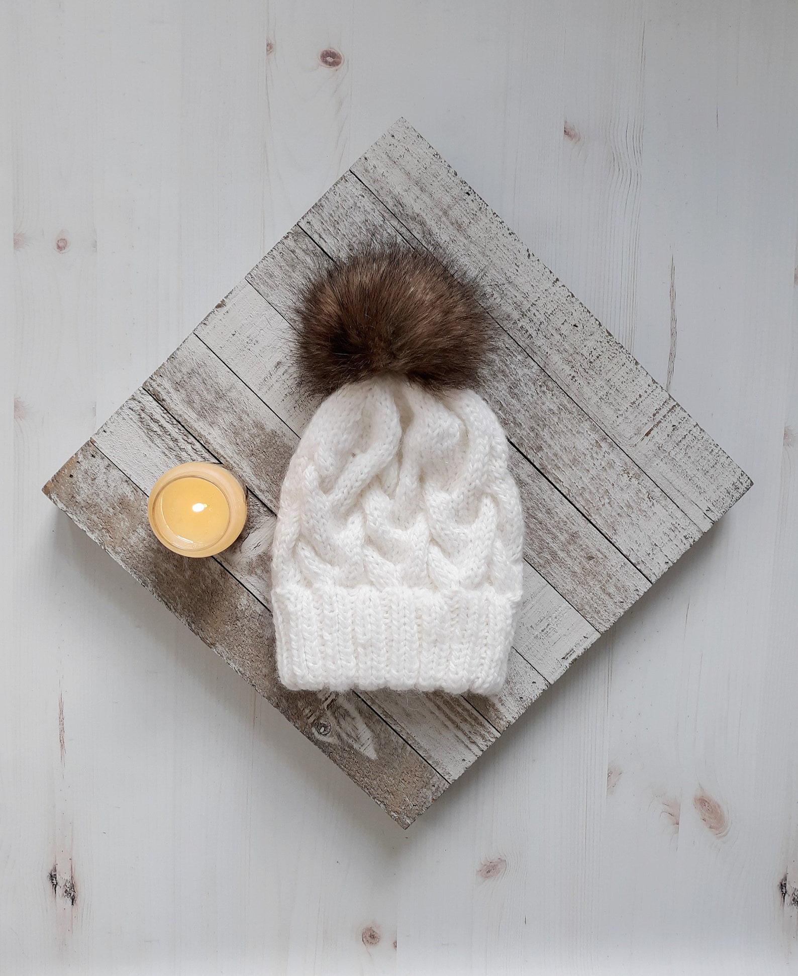 Women's Cable Knit Hat Cable Knit Beanie Knit Hat With Etsy