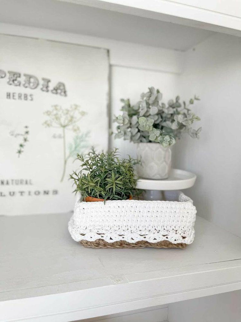 Jute Homeware Easter Basket Jute Decor Jute Basket Twine Basket Jute Storage Kitchen Basket Crochet Jute and Cotton Basket