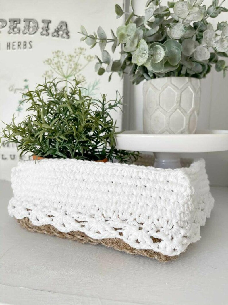 Jute Homeware Easter Basket Jute Decor Jute Basket Twine Basket Jute Storage Kitchen Basket Crochet Jute and Cotton Basket