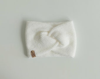 White Knit Twist Headband – Winter Ear Warmer