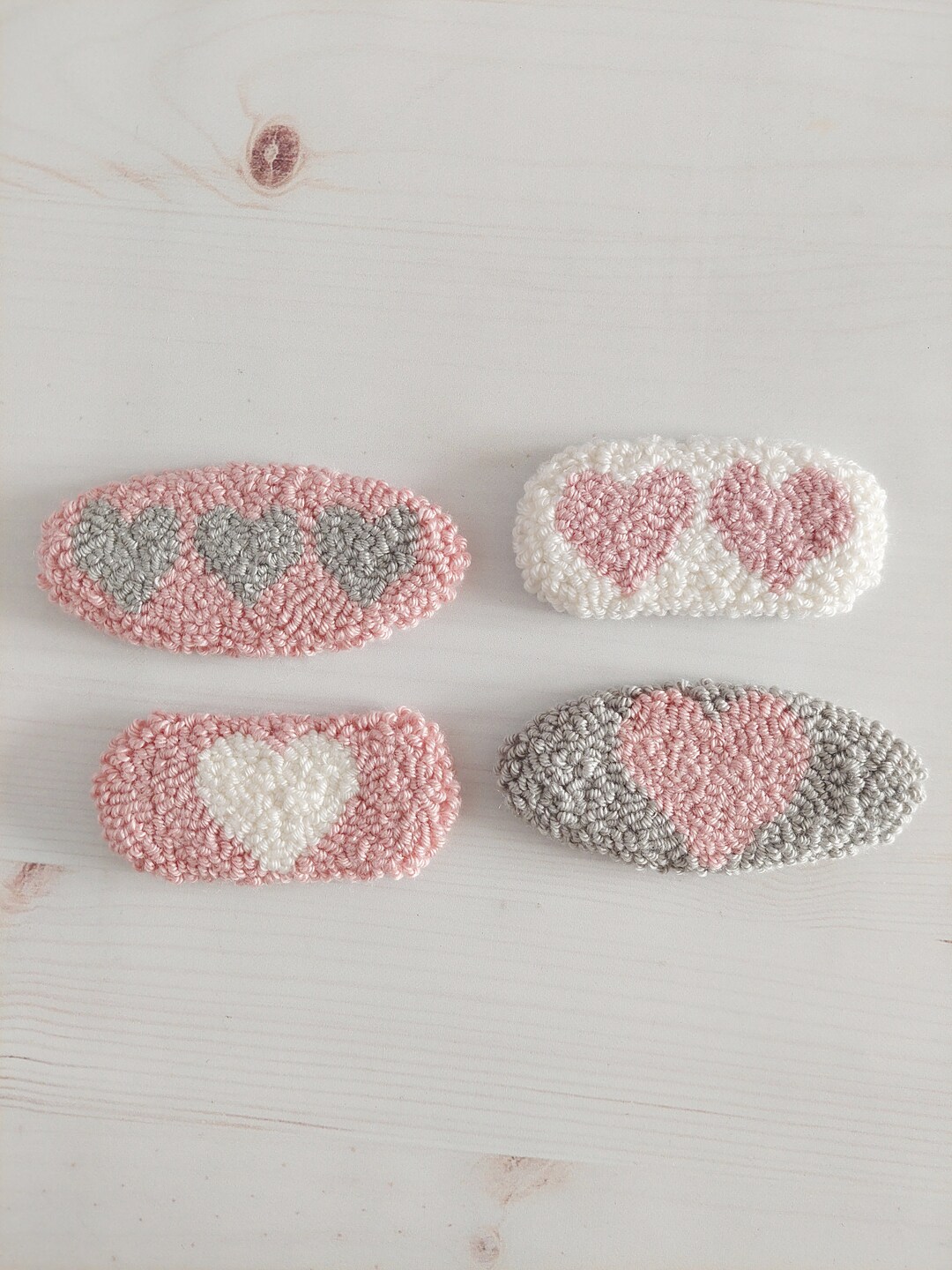 Punch Needle Hair Clip Heart Hair Clip Heart Hair Barrette Heart Hair