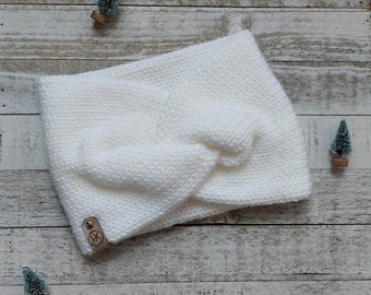 Women's Knit Twist Headband - Knit Headband - Knit Ear Warmer - Winter Headband - Twisted Headband - Knitted Twist Headband -White Headband