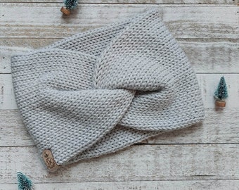 Women's Knit Twist Headband - Knit Headband - Knit Ear Warmer - Winter Headband - Twisted Headband - Knitted Twist Headband - Gray Headband
