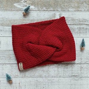 Women&#39;s Knit Twist Headband - Knit Headband - Knit Ear Warmer - Winter Headband - Twisted Headband - Knitted Twist Headband -Red Headband