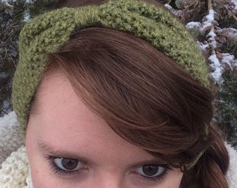 Ear Warmers, Headband, Olive Green Wool Ear Warmer's for Women