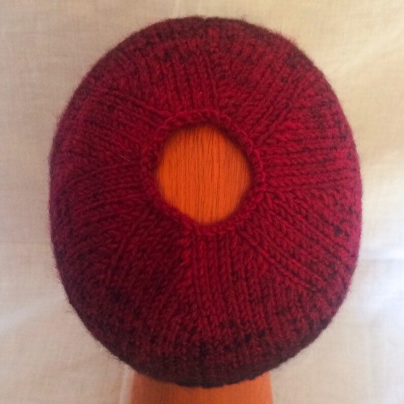 Red and Black Winter Hat Ponytail Hat Messy Bun Hat Knit Messy Bun Hat Red and Black Beanie Knit Ponytail Hat Winter Hat Beanie