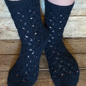 Socks, Knit Navy Blue Boot Socks for Women