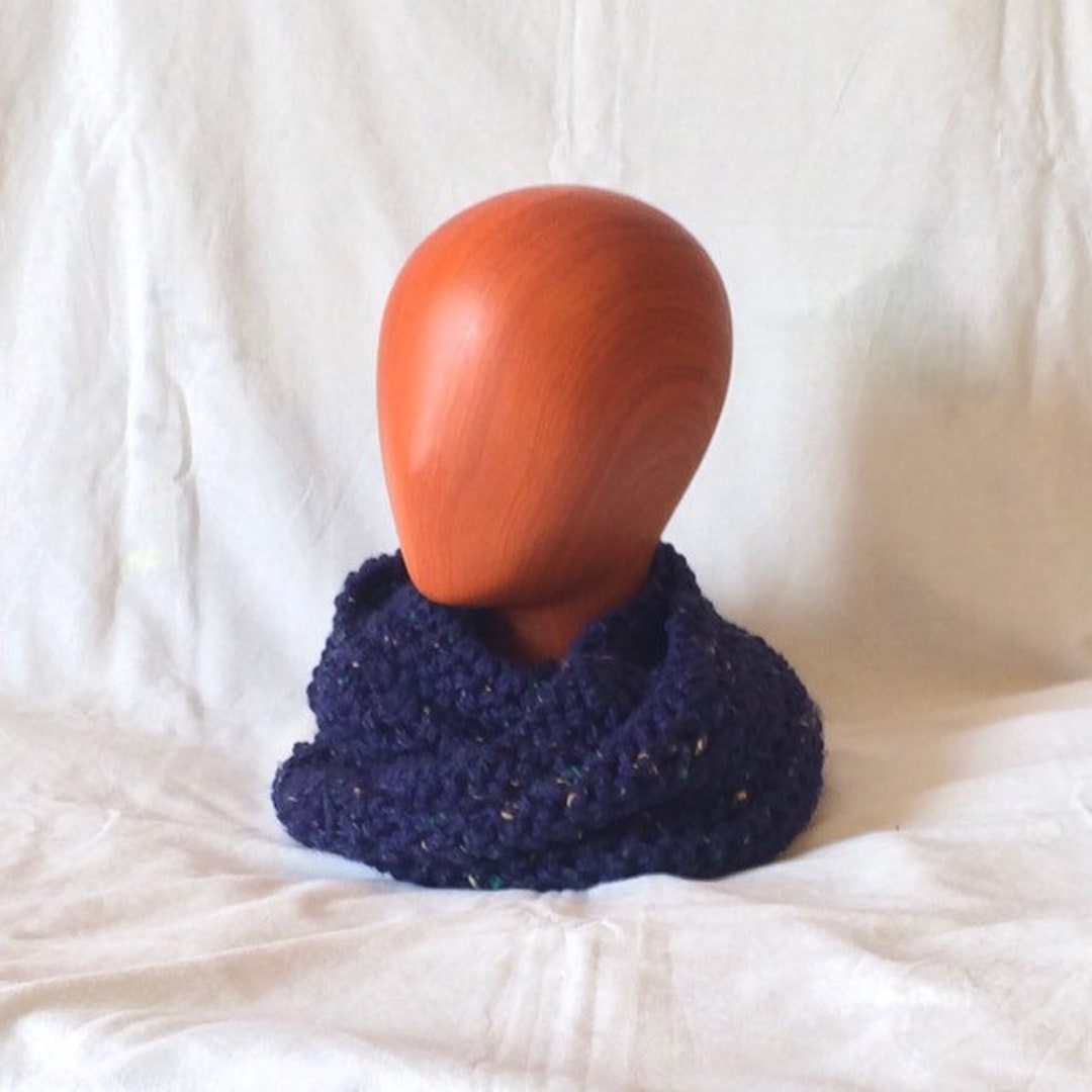 Infinity Scarf Navy Blue Knit Fluffy Infinity Scarf - Etsy