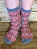 Socks, Knit Pink and Gray Boot Socks for Women