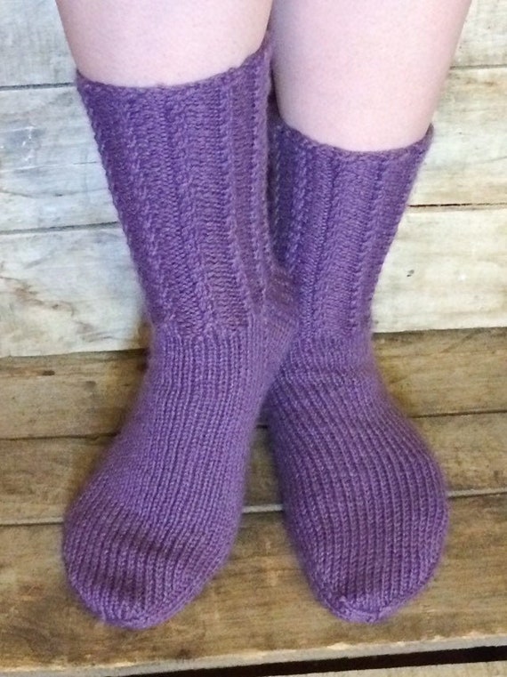 Socks Knit Purple Boot Socks for Women Etsy