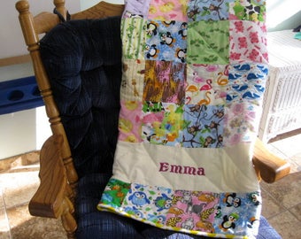 Personalized/ Baby Quilt/Custom/ Embroidered/Animal I Spy/ Girls/ Boys