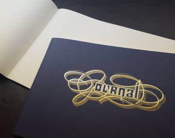 Gold Foil Landscape Journal, Navy