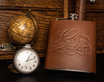 Leather Flask w/ Custom Design