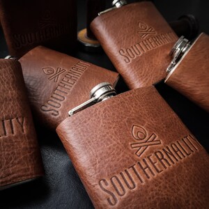 Leather Flask w/ Client Submitted Artwork