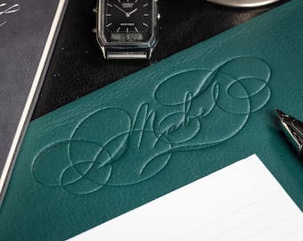 Turquoise Desktop Leather Blotter
