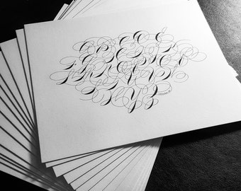 Ornamental Penmanship Connected Alphabet Print 8x10