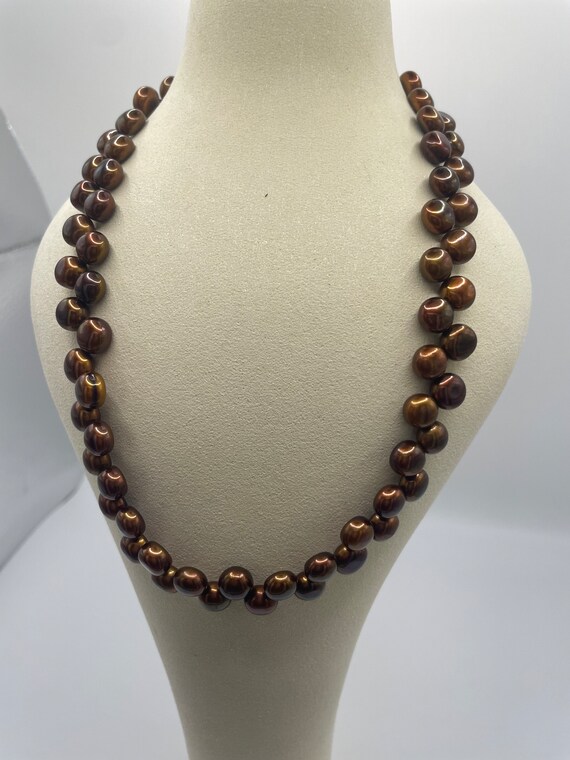 Vintage chocolate-bronze color pearl necklace