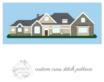 Custom Cross Stitch Pattern PDF - Custom Pattern of Home / Building - Personalized Pattern Unique Gift Fiber Art Pixel Art