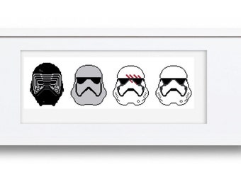 Star Wars - Kylo Ren, Captain Phasma, Finn, Storm Trooper - Cross Stitch Pattern Instant Download