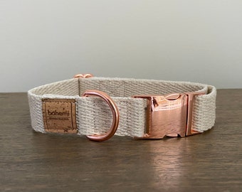 Super Soft Hemp Dog Collar - Rose Gold