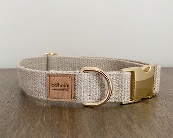 Organic Hemp Dog Collar - Gold