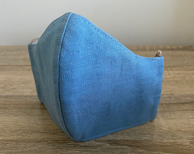 Featured listing image: Duck Egg - Hemp / Organic Cotton Face Mask - Four Layer - Adjustable Ties - Shapable Nose