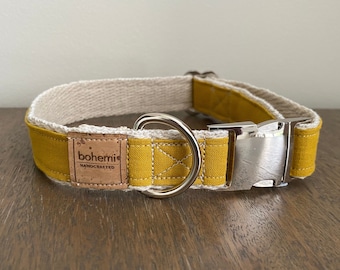 Hemp / GOTS Certified Organic Cotton Dog Collar - Mustard