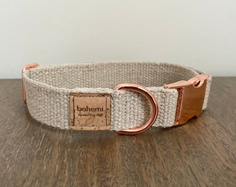 Organic Hemp Dog Collar - Rose Gold