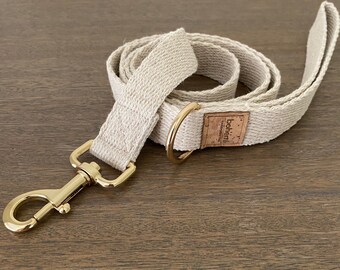 Super Soft Hemp Clip Lead with D Ring - Gold