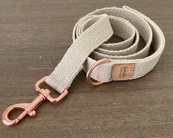 Organic Hemp Clip Lead with D Ring - Gold