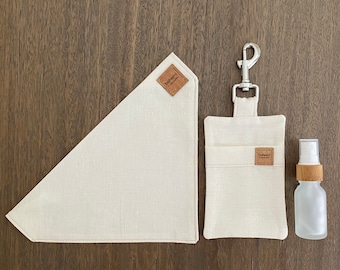 Hemp Poo Bag Mate + Bandana + 15ml Glass Bamboo Bottle - Cream