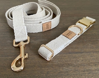 Super Soft Hemp Dog Collar & Lead Set - Gold