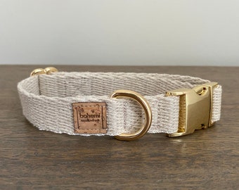 Super Soft Hemp Dog Collar - Gold
