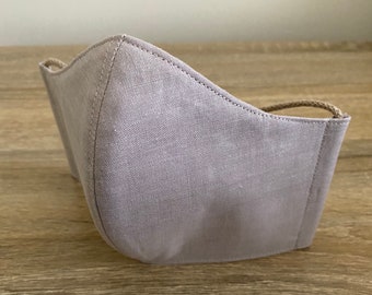 Mushroom GOTS Certified Organic Cotton Face Mask - Four Layers - Adjustable Ties & Shapable Nose