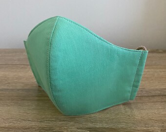 Mint GOTS Certified Organic Cotton Face Mask - Four Layers - Adjustable Ties & Shapable Nose