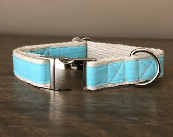 Hemp / GOTS Certified Organic Cotton Dog Collar - Sky Blue