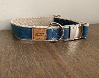 Hemp / GOTS Certified Organic Cotton Dog Collar - Denim