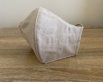 Sand - Hemp / Organic Cotton Face Mask - Four Layer - Adjustable Ties - Shapable Nose