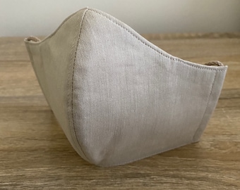 Sand 100% Certified Organic Cotton Face Mask - 4 Layers - Adjustable Ties & Shapable Nose