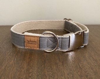 Hemp / Organic Cotton Dog Collar - Grey