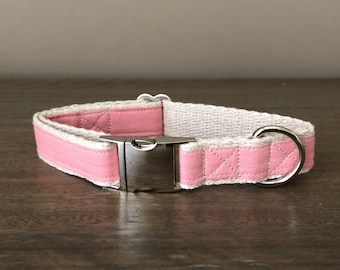 Hemp / GOTS Certified Organic Cotton Dog Collar - Pale Pink